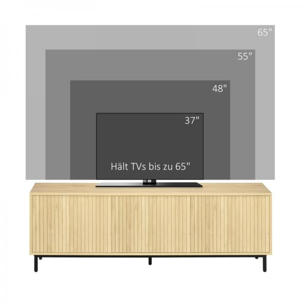 TV-Bank im Skandi-Design, 3 Schrankfächer, versetzbare Einlegeböden, Kabelmanagement, 150 x 40 x 51 cm