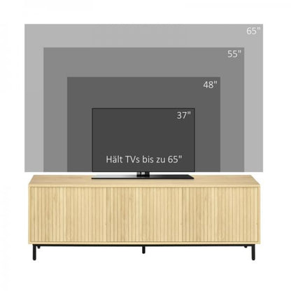 TV-Bank im Skandi-Design, 3 Schrankfächer, versetzbare Einlegeböden, Kabelmanagement, 150 x 40 x 51 cm