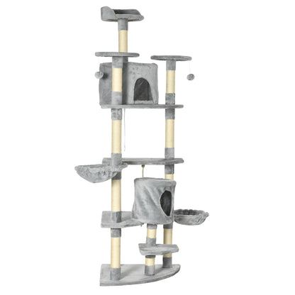 Pawhut Griffoir en Sisal et Hamac en Peluche Grotte 60 x 60 x 200 cm