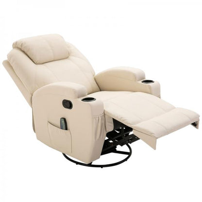 Fauteuil de massage électrique avec 5 modes de massage, fonction inclinable, mousse blanc crème