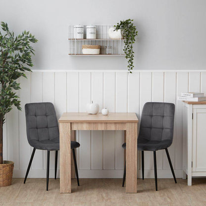 Esstisch mit 2 Stühlen Set 80x80 cm Natur Grau - Palo24