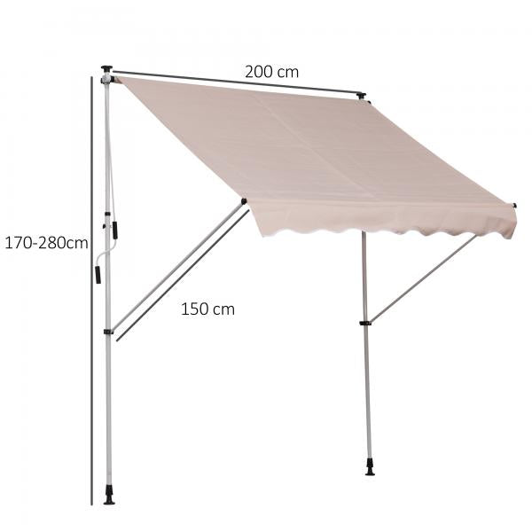 Tenda da sole a morsetto protezione solare beige 200 x 150cm