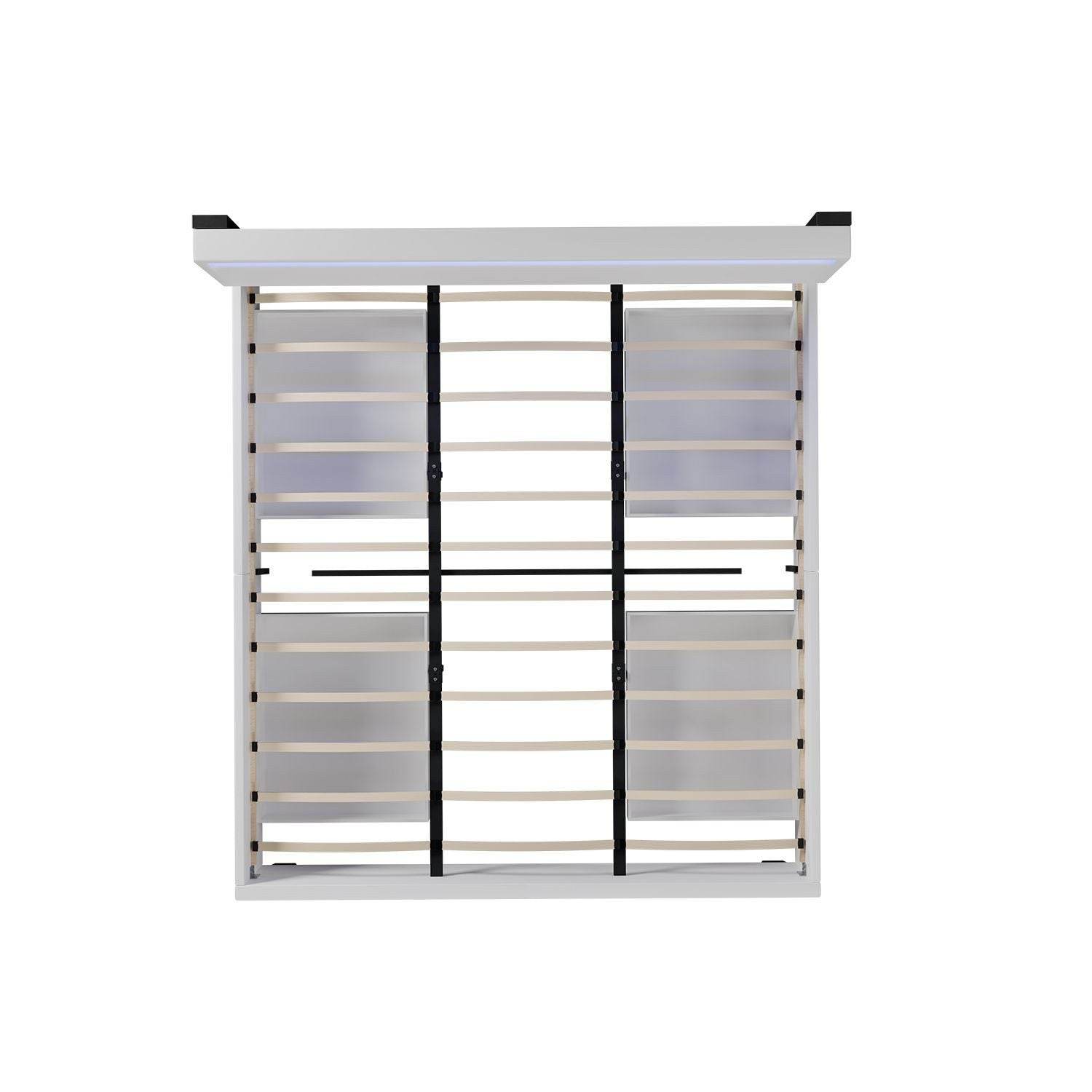 Polsterbett Lyon 180 x 200 cm mit Bettkasten, LED Beleuchtung, Lattenrost & Matratze Weiss - Palo24