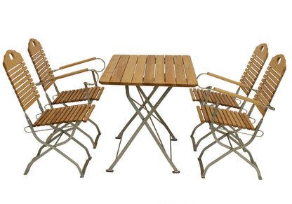 Kurgarten - Garnitur Sitzgruppe BAD TÖLZ 5-teilig, Flachstahl verzinkt + Robinie, klappbar