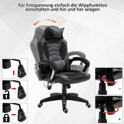 Bürostuhl Ergonomisch Massagesessel Gaming Stuhl Schwarz