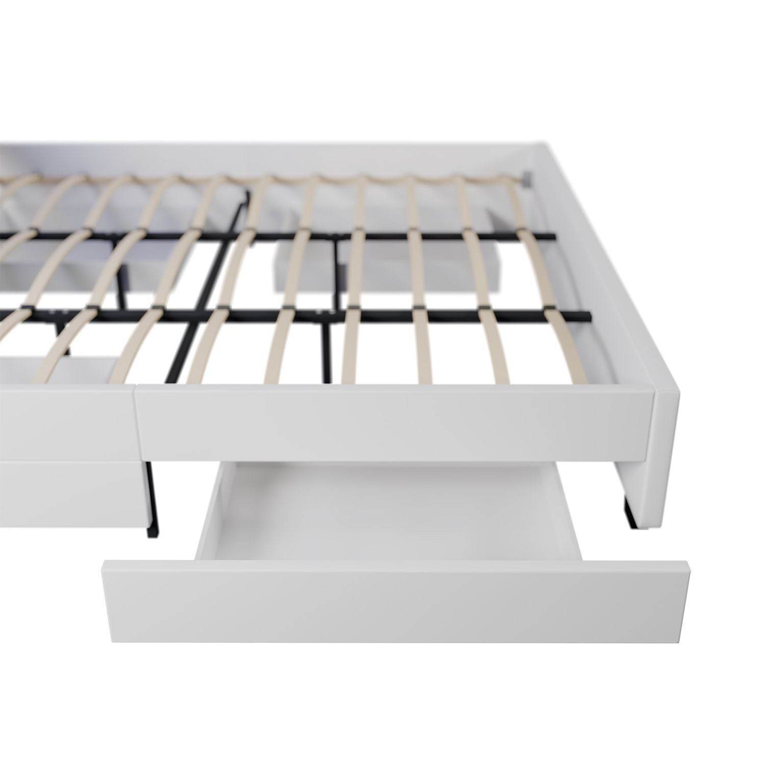 Polsterbett Lyon 180 x 200 cm mit Bettkasten, LED Beleuchtung, Lattenrost & Matratze Weiss - Palo24