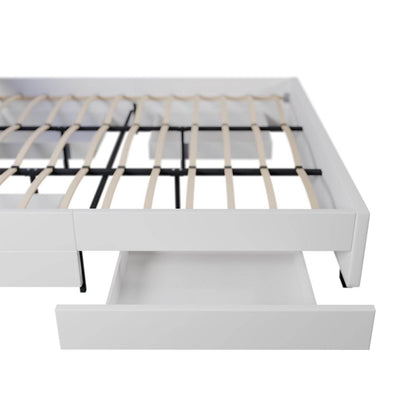 Polsterbett Lyon 180 x 200 cm mit Bettkasten, LED Beleuchtung, Lattenrost & Matratze Weiss - Palo24