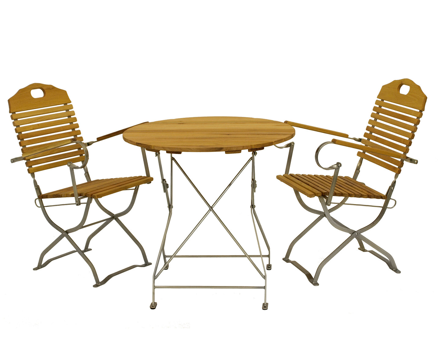 Kurgarten - Garnitur BAD TÖLZ 3-teilig, Flachstahl verzinkt + Robinie, klappbar