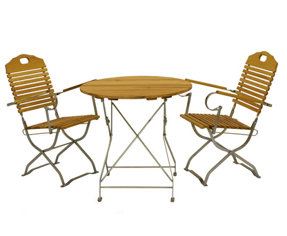 Kurgarten - Garnitur BAD TÖLZ 3-teilig, Flachstahl verzinkt + Robinie, klappbar