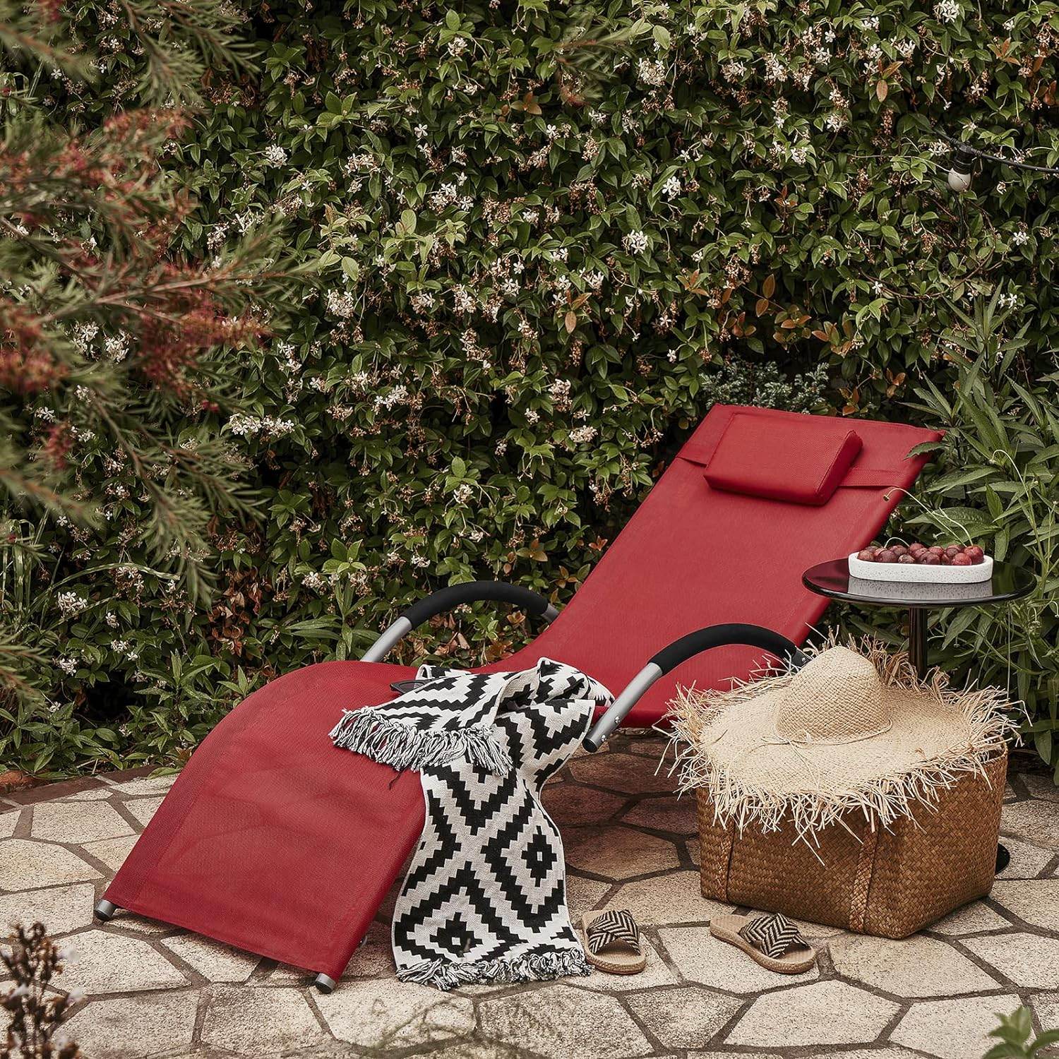 Gartenliege | Sonnenliege | Liegestuhl Rot | OGS38-R - Palo24