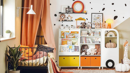 Kinderregal mit Boxen | Bücherregal | Spielzeugregal | Weiss KMB69-W - Palo24