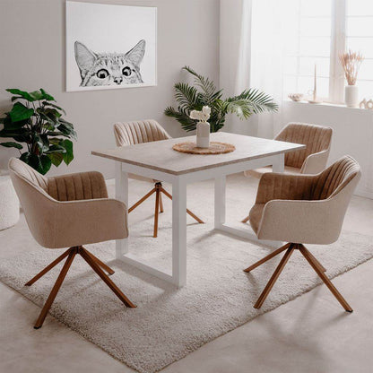 Esstisch ausziehbar 120x80 cm Sandstein Weiss - Palo24