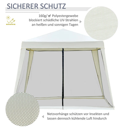 Pavillon de Jardin Pavillon Chapiteau Tente de fête Tente résistante aux intempéries avec moustiquaire Beige 3 x 3 m