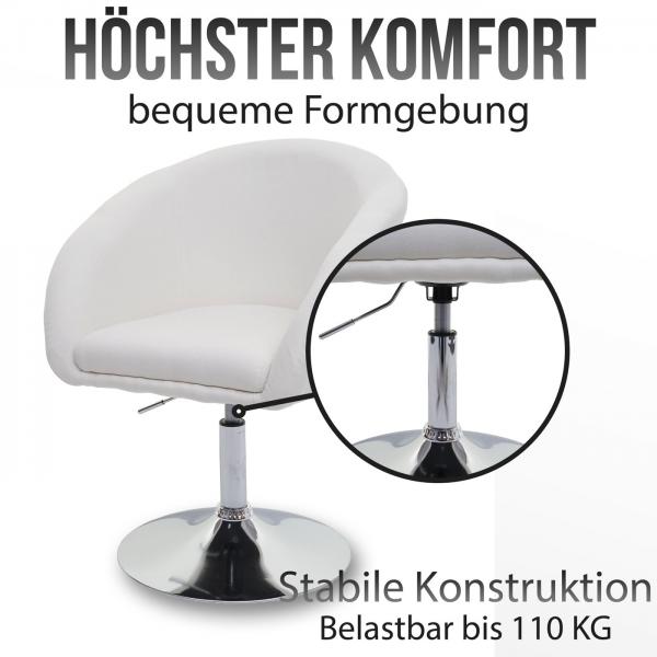 Esszimmerstuhl HWC-F19, Küchenstuhl Drehstuhl Loungesessel, drehbar höhenverstellbar ~ Kunstleder weiss