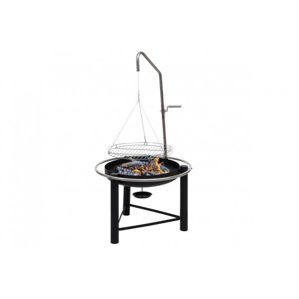 BBQ Schwenkgrill HWC-K92, Gartengrill Holzkohlegrill, höhenverstellbar Aschekasten Feuerschale Ø 60cm, Stahl schwarz