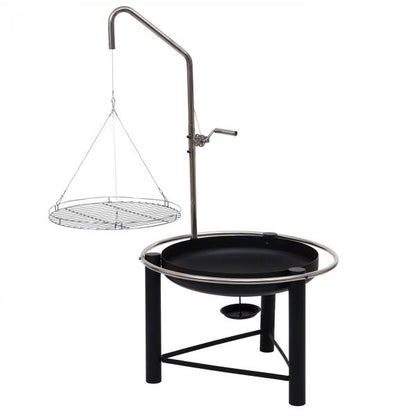 BBQ Schwenkgrill HWC-K92, Gartengrill Holzkohlegrill, höhenverstellbar Aschekasten Feuerschale Ø 60cm, Stahl schwarz