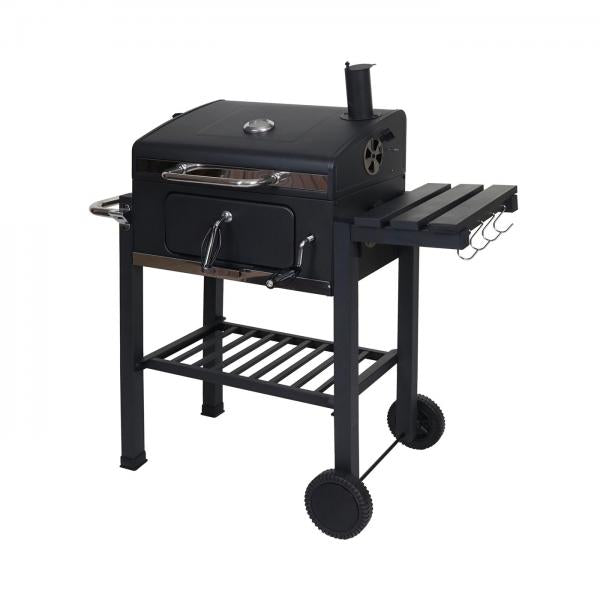 Grillwagen Holzkohlegrill Standgrill Barbecue BBQ Gartengrill mit Deckel Ablagen, Stahl, 110x100x51cm schwarz