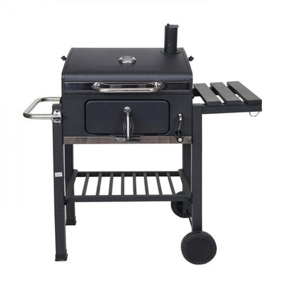 Grillwagen Holzkohlegrill Standgrill Barbecue BBQ Gartengrill mit Deckel Ablagen, Stahl, 110x100x51cm schwarz