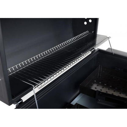 Barbecue a carbonella HWC-K94, carrello per barbecue, barbecue da supporto, barbecue da giardino con coperchio, acciaio smaltato 110x153x60cm nero