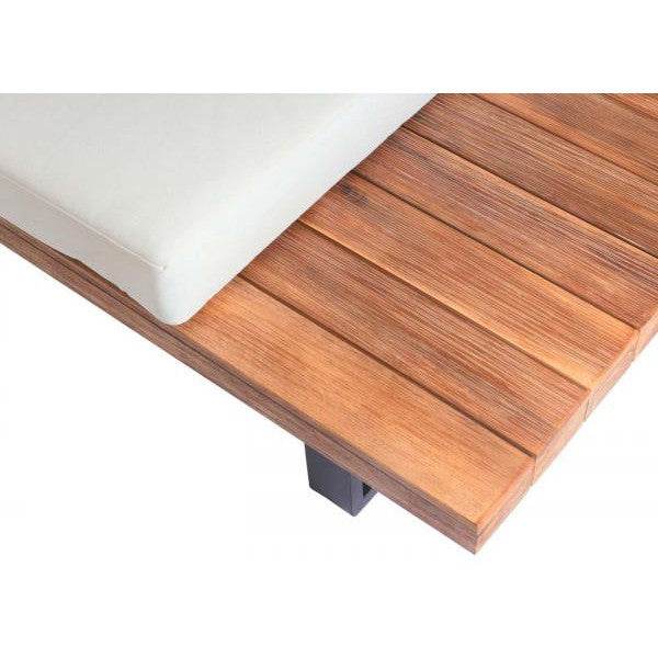 Garten-Garnitur Sitzgruppe Lounge-Set, Spun Poly Akazie Holz MVG Alu ~ hellbraun, Polster cremeweiss - Palo24