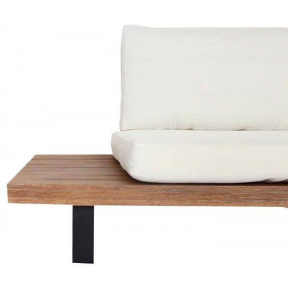 Garten-Garnitur mit Sessel Lounge-Set Sofa, Spun Poly Akazie Holz MVG Aluminium ~ hellbraun, Polster cremeweiss - Palo24