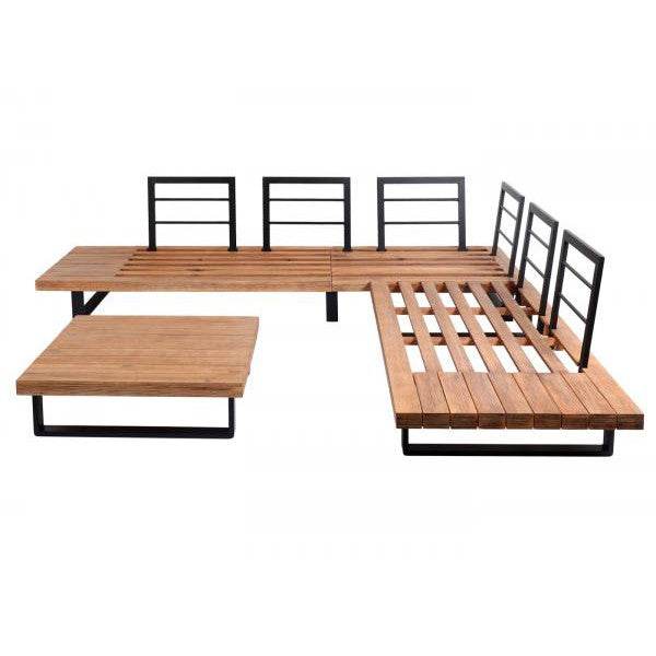 Garten-Garnitur Sitzgruppe Lounge-Set, Spun Poly Akazie Holz MVG Alu ~ hellbraun, Polster cremeweiss - Palo24