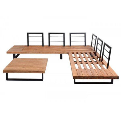 Garten-Garnitur Sitzgruppe Lounge-Set, Spun Poly Akazie Holz MVG Alu ~ hellbraun, Polster cremeweiss - Palo24