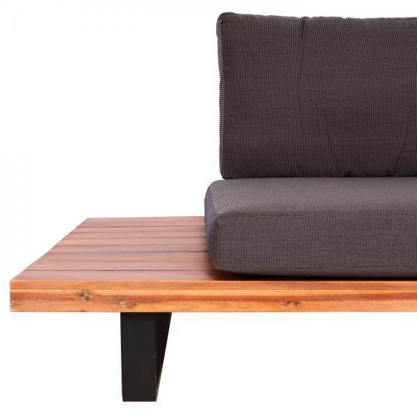 Garten-Garnitur mit Sessel Lounge-Set Sofa, Spun Poly Akazie Holz MVG Aluminium ~ braun, Polster dunkelgrau - Palo24