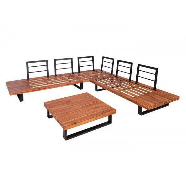 Garten-Garnitur mit Sessel Lounge-Set Sofa, Spun Poly Akazie Holz MVG Aluminium ~ braun, Polster dunkelgrau - Palo24