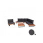 Garten-Garnitur mit Sessel Lounge-Set Sofa, Spun Poly Akazie Holz MVG Aluminium ~ braun, Polster dunkelgrau - Palo24