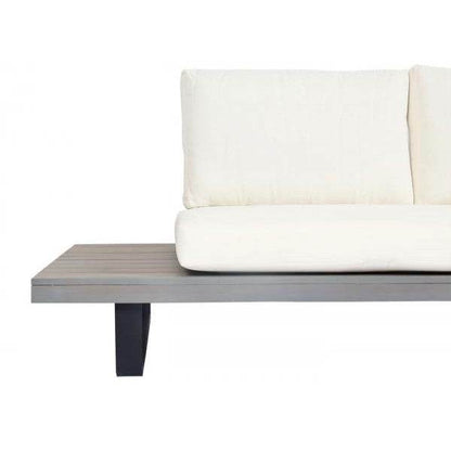 Garten-Garnitur HWC-H54, Garnitur Sitzgruppe Lounge-Set, Spun Poly Akazie Holz MVG Alu ~ grau, Polster cremeweiss - Palo24