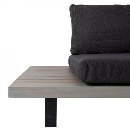 Garten-Garnitur mit Sessel Lounge-Set Sofa, Spun Poly Akazie Holz MVG Aluminium ~ grau, Polster dunkelgrau - Palo24