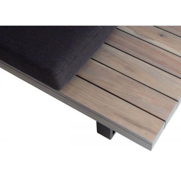 Garten-Garnitur HWC-H54, Garnitur Sitzgruppe Lounge-Set, Spun Poly Akazie Holz MVG Alu ~ grau, Polster dunkelgrau - Palo24