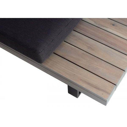 Garten-Garnitur HWC-H54, Garnitur Sitzgruppe Lounge-Set, Spun Poly Akazie Holz MVG Alu ~ grau, Polster dunkelgrau - Palo24