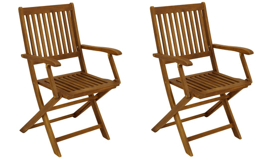 2-er Set Klappstuhl mit Armlehnen BENITA, Akazie geölt