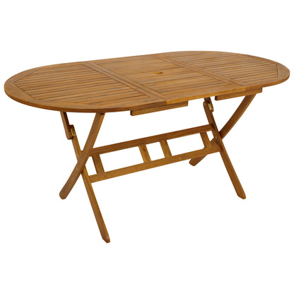 Table pliante BENITA 85x160cm ovale, acacia huilé