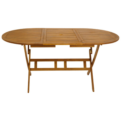Table pliante BENITA 85x160cm ovale, acacia huilé