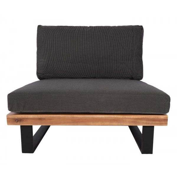 Garten-Garnitur mit Sessel Lounge-Set Sofa, Spun Poly Akazie Holz MVG Aluminium ~ braun, Polster dunkelgrau - Palo24