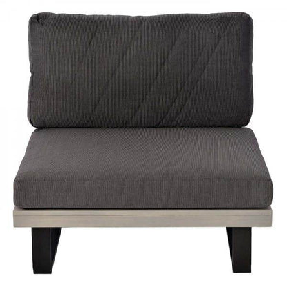Garten-Garnitur mit Sessel Lounge-Set Sofa, Spun Poly Akazie Holz MVG Aluminium ~ grau, Polster dunkelgrau - Palo24