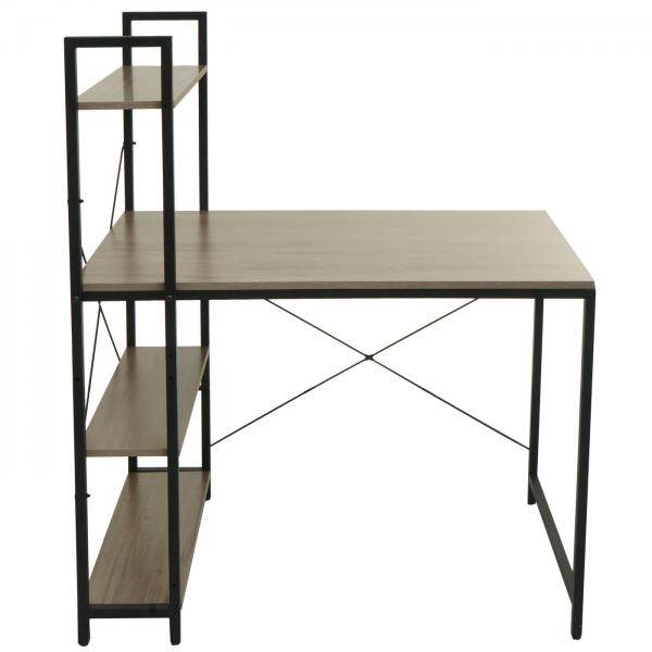 Schreibtisch mit Regal Laptoptisch Bürotisch Arbeitstisch, 100x60cm Metall MDF ~ grau-braun - Palo24