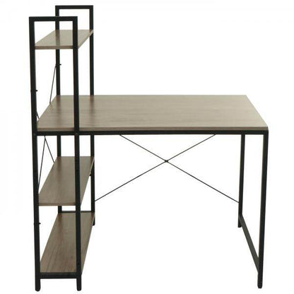 Schreibtisch mit Regal Laptoptisch Bürotisch Arbeitstisch, 100x60cm Metall MDF ~ grau-braun - Palo24