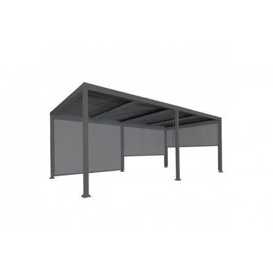 Pergola in alluminio HWC-L41 con parete laterale 3x, padiglione a doghe, stabile struttura in metallo da 8 cm 3x6m ~ antracite