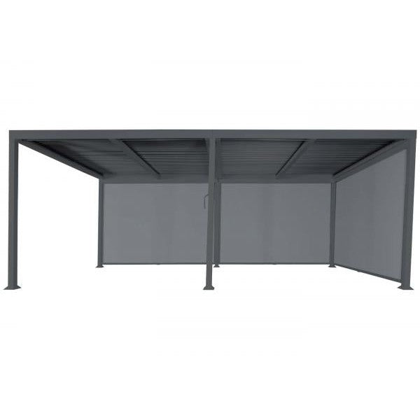 Pergola in alluminio HWC-L41 con parete laterale 3x, padiglione a doghe, stabile struttura in metallo da 8 cm 3x6m ~ antracite