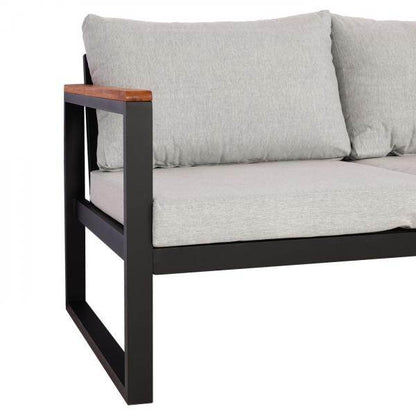 Garten-Garnitur HWC-L26, Gartenlounge Lounge-Set Sitzgruppe Sofa, Metall Akazie Holz MVG-zertifiziert ~ hellgrau - Palo24