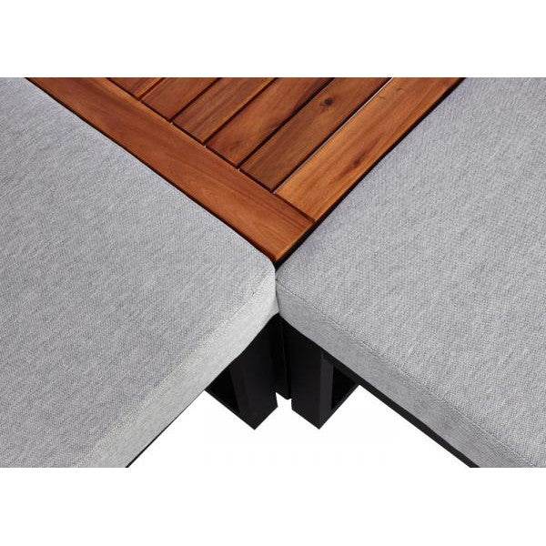 Garten-Garnitur HWC-L26, Gartenlounge Lounge-Set Sitzgruppe Sofa, Metall Akazie Holz MVG-zertifiziert ~ hellgrau - Palo24