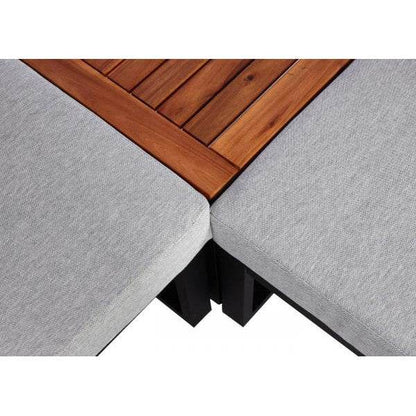 Garten-Garnitur HWC-L26, Gartenlounge Lounge-Set Sitzgruppe Sofa, Metall Akazie Holz MVG-zertifiziert ~ hellgrau - Palo24