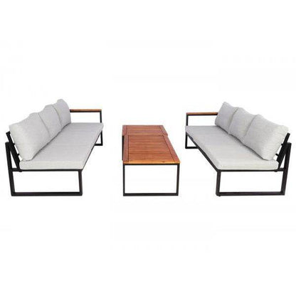 Garten-Garnitur HWC-L26, Gartenlounge Lounge-Set Sitzgruppe Sofa, Metall Akazie Holz MVG-zertifiziert ~ hellgrau - Palo24