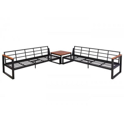 Garten-Garnitur HWC-L26, Gartenlounge Lounge-Set Sitzgruppe Sofa, Metall Akazie Holz MVG-zertifiziert ~ hellgrau - Palo24