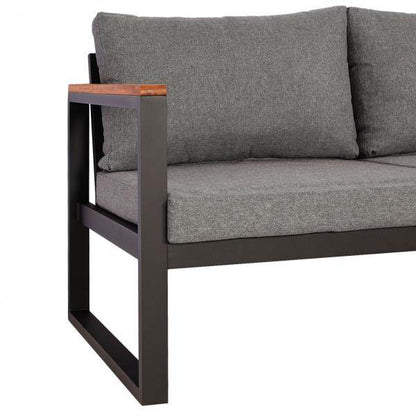 Garten-Garnitur HWC-L26, Gartenlounge Lounge-Set Sitzgruppe Sofa, Aluminium Akazie Holz MVG-zertifiziert ~ dunkelgrau - Palo24