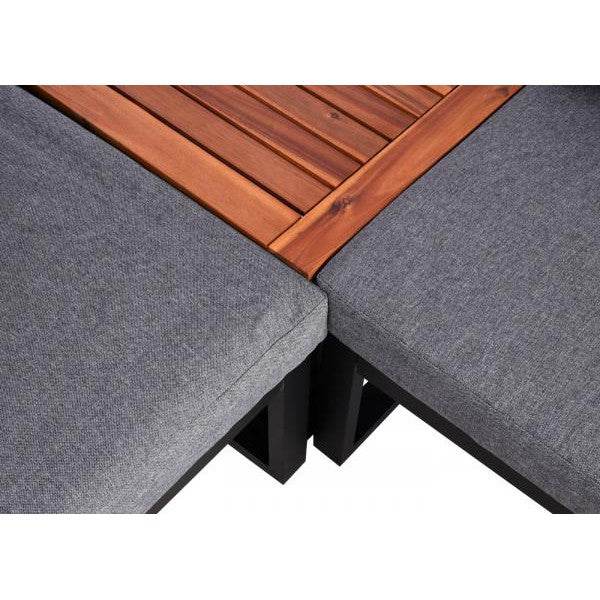 Garten-Garnitur HWC-L26, Gartenlounge Lounge-Set Sitzgruppe Sofa, Aluminium Akazie Holz MVG-zertifiziert ~ dunkelgrau - Palo24